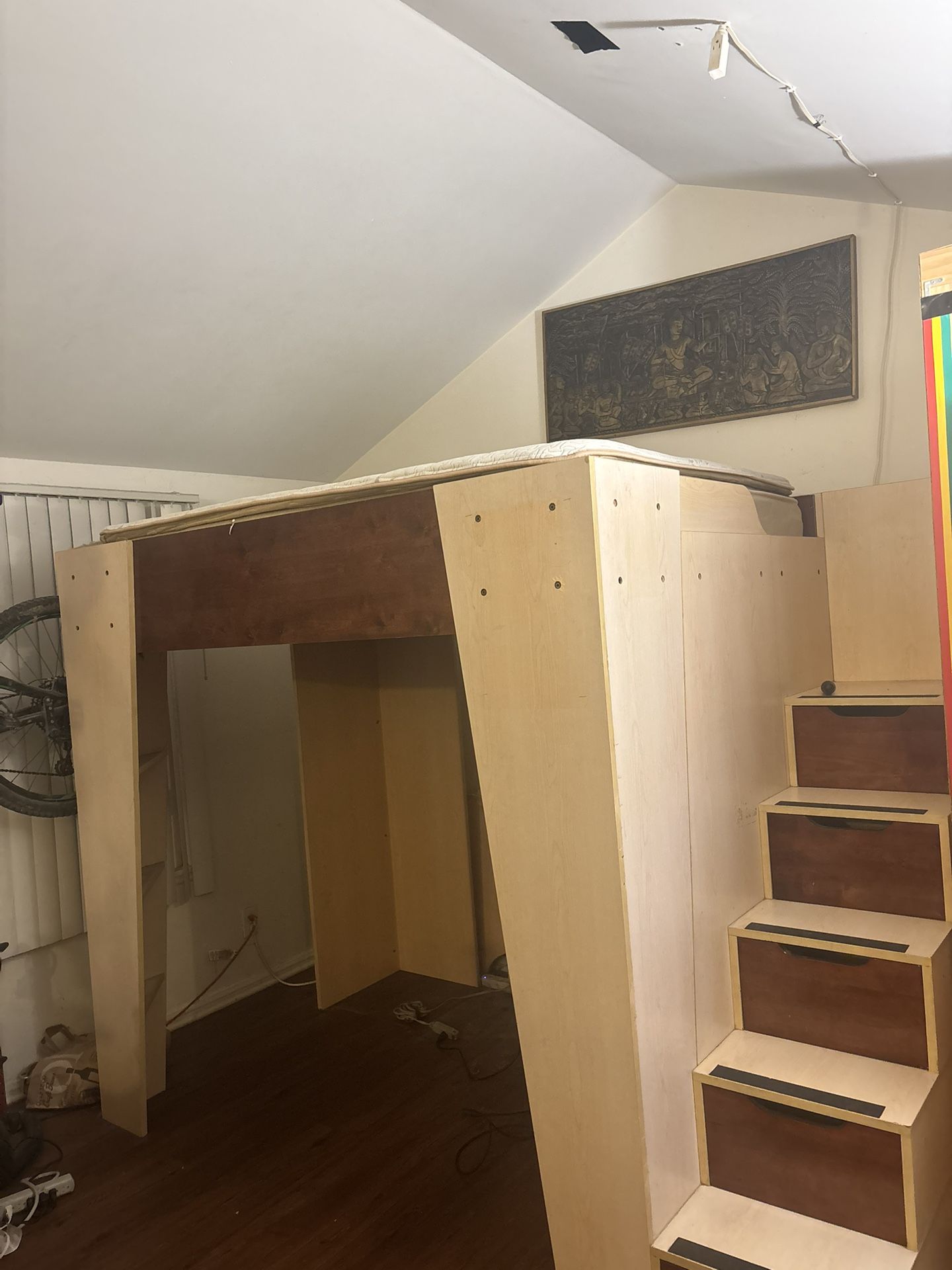 Quality Built Loft Bed With Shelving Underneath