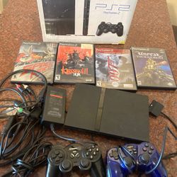 Ps2 Slim W Games And Controllers 