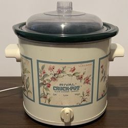 Vintage Rival Crock Pot 3.5 Qt Mod 3150 Slow Cooker Sesame Flower