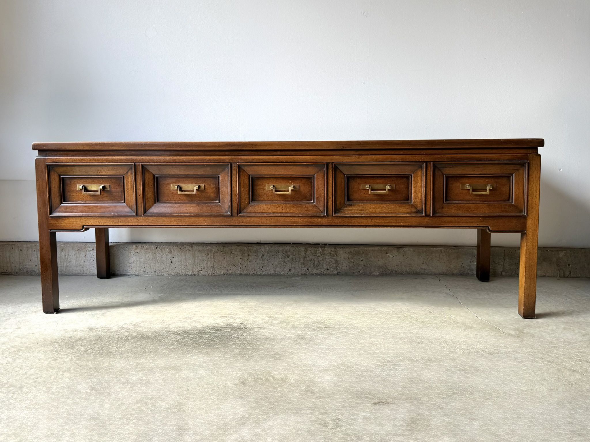Vintage Mid-Century Hekman Walnut Coffee Table with Drawers