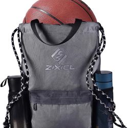 ZIXICL Drawstring Backpack Gym Drawstring Bags Sports Bag for Men Women with Thick Straps and Water Bottle Mesh Pockets Waterproof