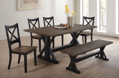 Brand New Solid Wood Landrum 6 Piece Dining Set by World Menagerie