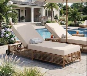 Newly Assembled Set of 2 Outdoor Chaise Lounge Chair Patio Reclining Lounge with 5-Position