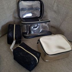 4 Pieces Elegant Makeup Cosmetic Bags 