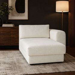 70.5" White Chenille High Density Injected Foam "Boneless" Chaise Lounge [NEW] <No Assembly Req>  