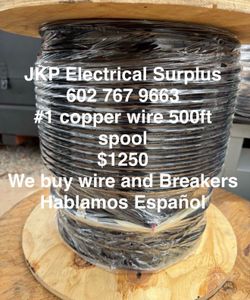 Copper wire #1 500ft spools THHN / cable de cobre numero 1
