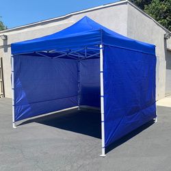 (NEW) $129 Heavy-Duty White Popup Canopy 10x10ft with (3 Sidewall) Outdoor Gazebo, Carry Bag