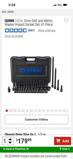 Quinn 1/2 in socket set