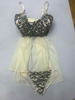 Victoria’s Secret NEW Lace Babydoll Lingerie Set with Thong