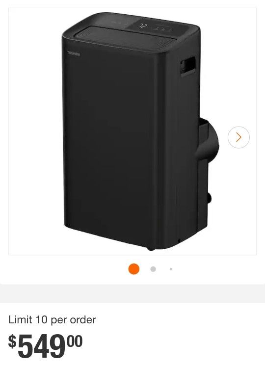 Toshiba
10,000 (DOE) BTU 115-Volt Smart Wi-Fi Portable Air Conditioner up to 450 sq. ft. Cools and Dehumidifies