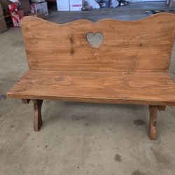 Handmade Solid Wood Kids Bench - Heart Cutout - Sturdy & Primitive