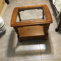 Top Glass  Wood Table 