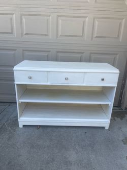 White console dresser tv stand