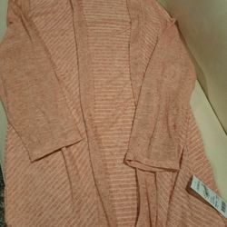 Peach Cardigan With Tank Top Built In