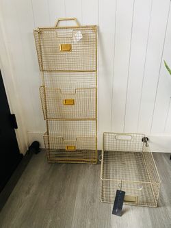 Gold Wall File and Storage Basket