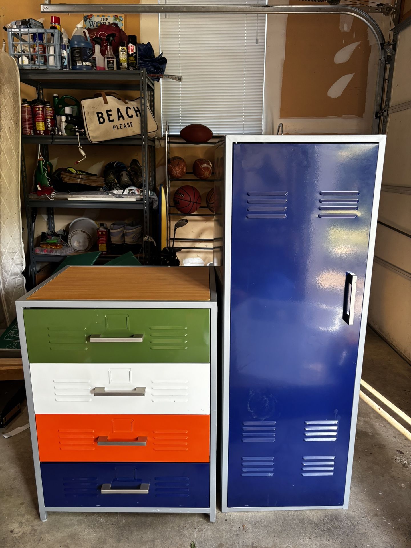 Metal 4 Drawer Locker Dresser and Storage Cabinet