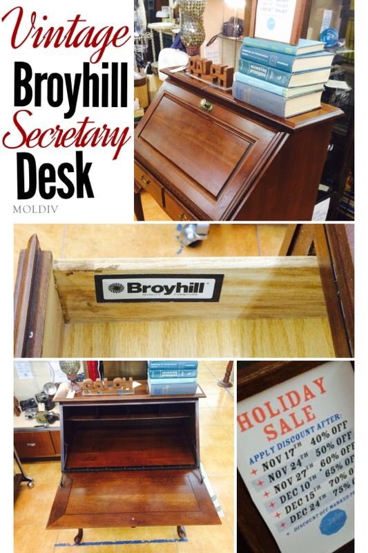 Vintage Broyhill Wood Secretary Desk @Mid-Cities Antique Mall