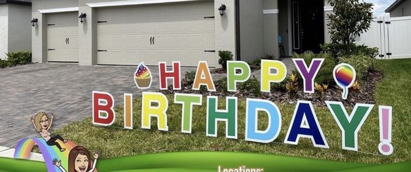 Rainbow Happy birthday Yard Announcement For Sale