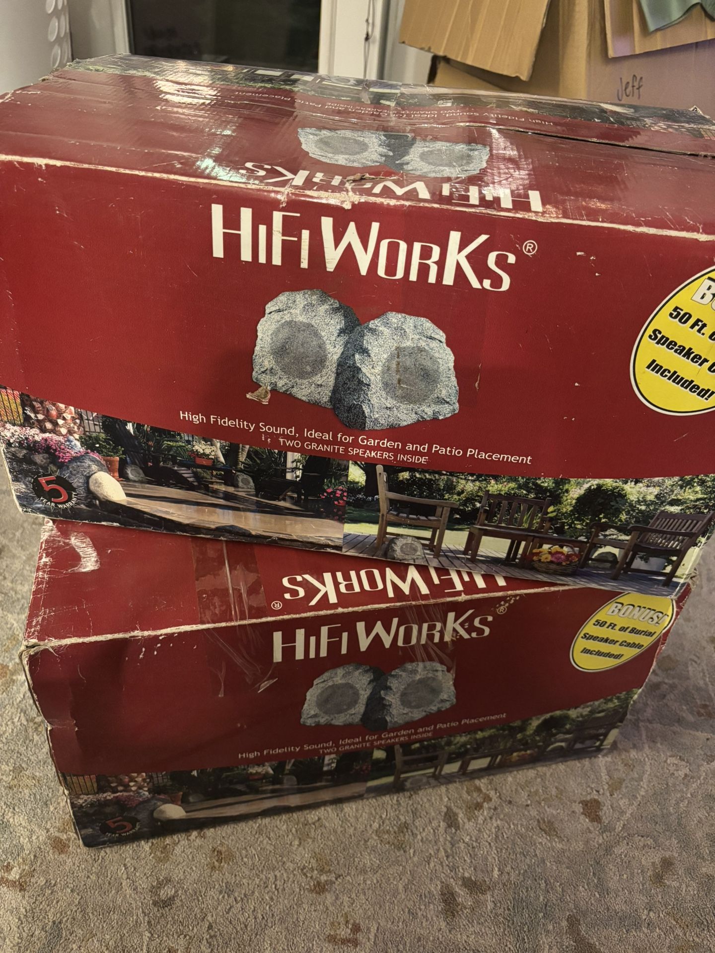 2 Boxes (2 Sets) HiFi Works Outdoor Rock Speakers (Model 30028) – Open Box, Unused