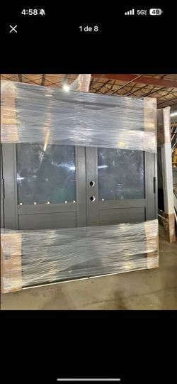 Double Entry Door with Glass Panels
