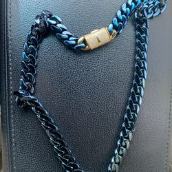 Stainless Steel Blu Chain And Bracelet Later J