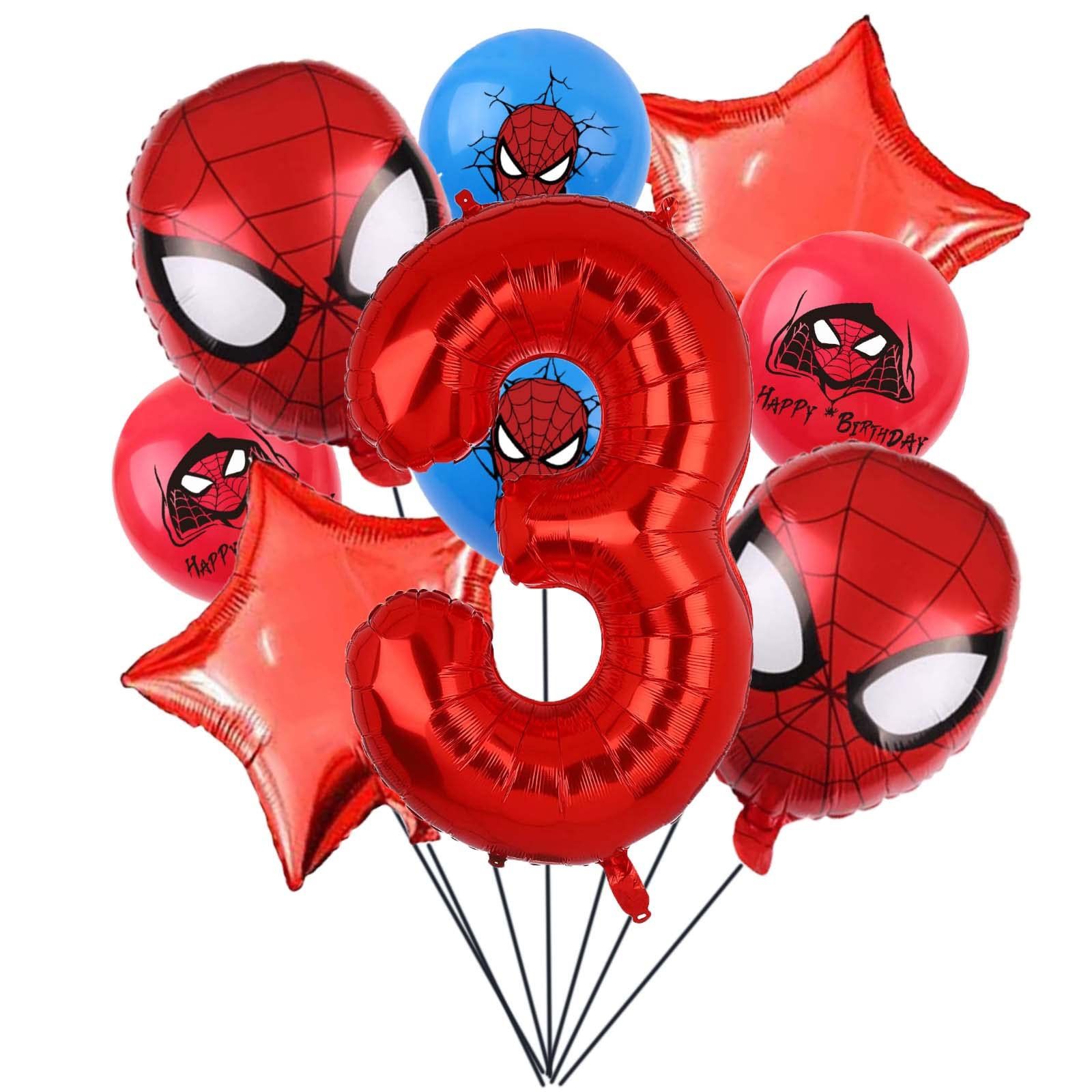 Cartoon Heroes Spider 3rd Birthday Decorations - 32inch Number 3 Balloon