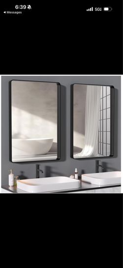Hasipu 2-Pack 36" x 24" Rectangle Mirror Set, Black Frame Tempered Glass