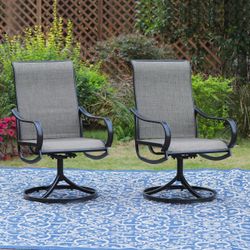 Sophia & William Swivel Patio Dining Chairs Set of 2, Brown Textilene