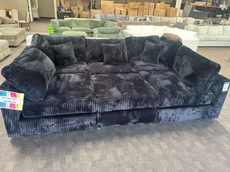 Deep comfy black modular pit couch sectional