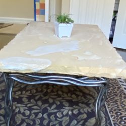 Sandstone Coffee Table With Metal Frame 