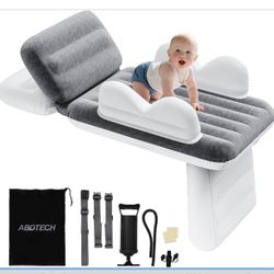New Inflatable Toddler Airplane Bed: Safe & Soft - Portable Kids Travel Bed with Airplane Seat Extender for Kids - Blow up Mattress with Manual Pump,S