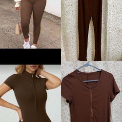 set of 2 espresso brown seamless fit romper