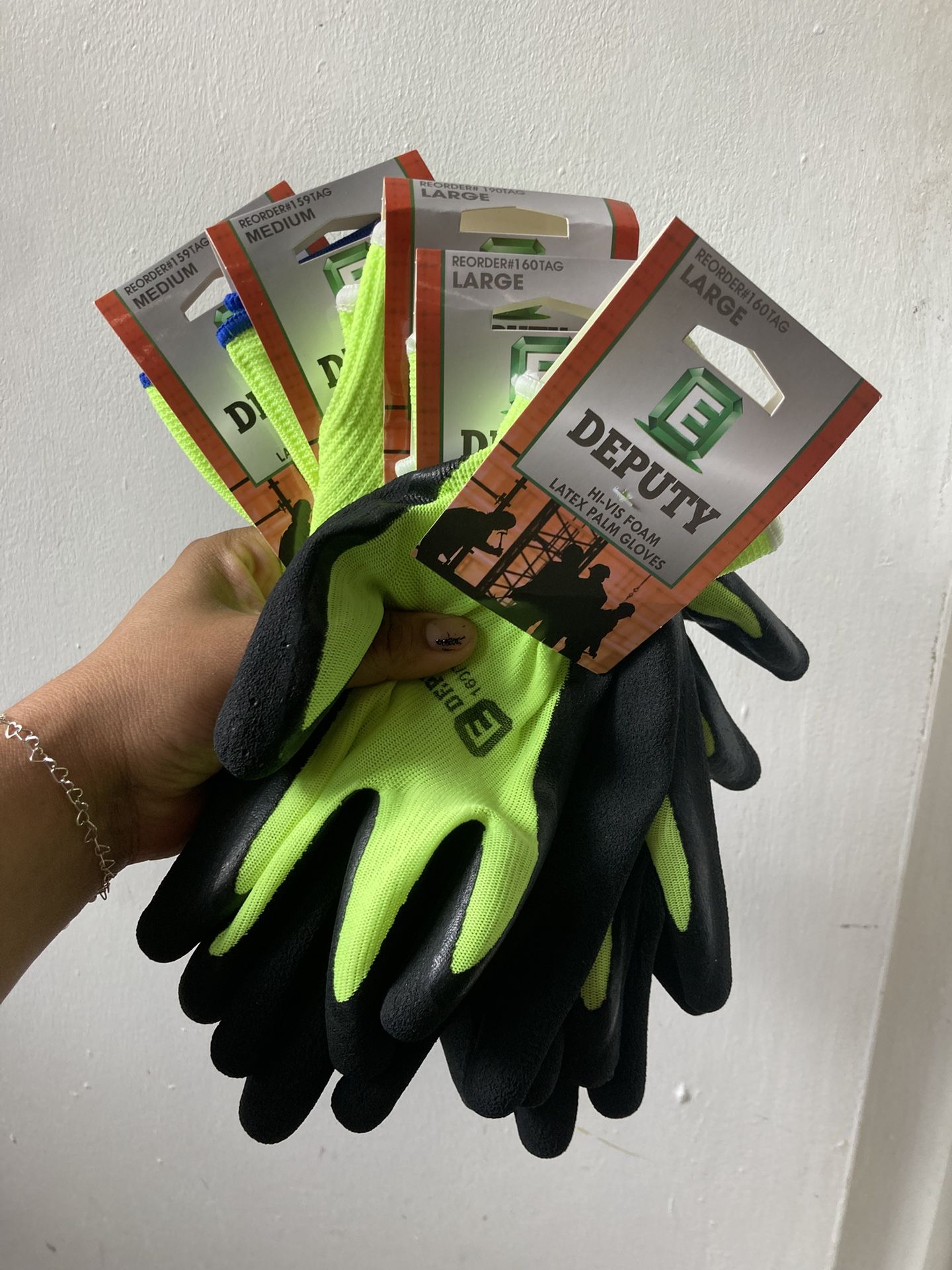 Deputy Hi-Vis Foam Latex Palm Glove sSize Large - New