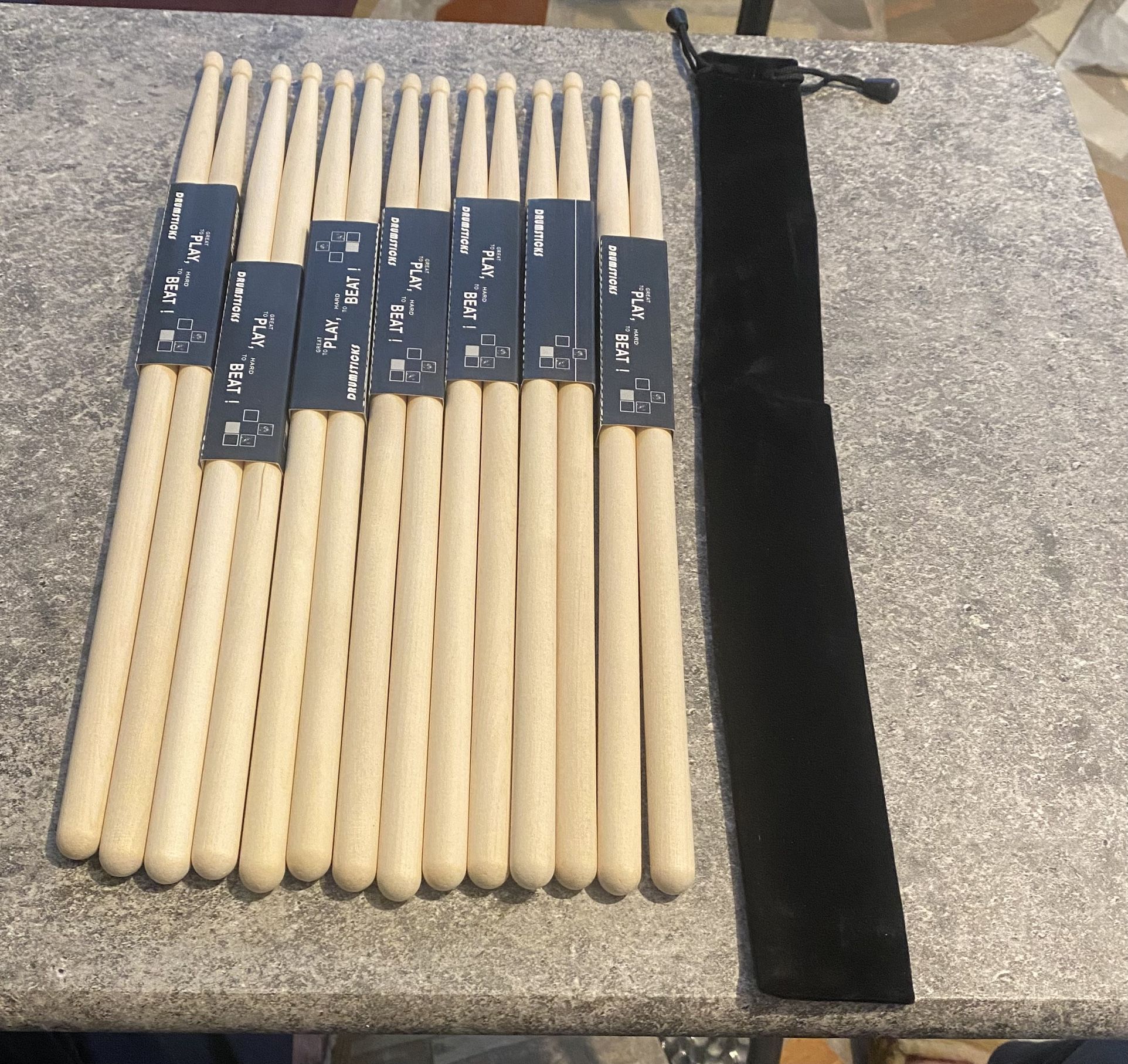 7 Pair Lot, 5A Drum Sticks Drumsticks Maple Wood Music Band Jazz Rock W/ Bag NEW