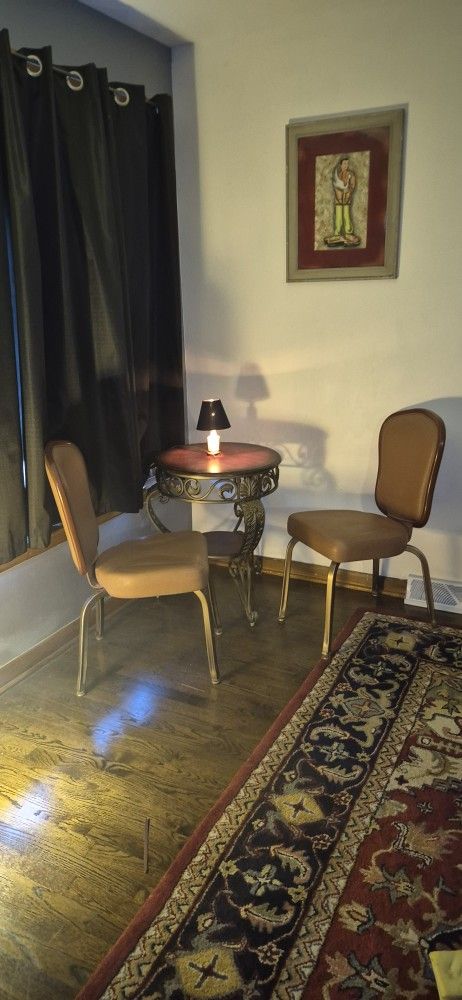 Table chairs and lamp$100 Two sets available only one lamp