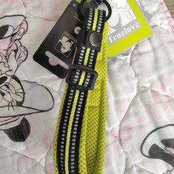 Lime Green Dog Collar With Black And Gray 