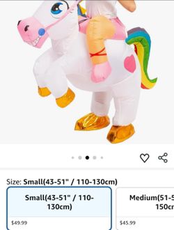 Inflatable Unicorn Ride-On Costume, Small