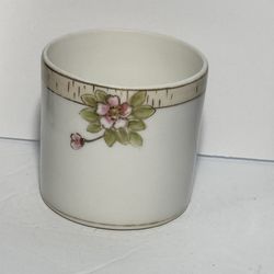 VINTAGE Nippon hand painted porcelain cup with pink flowers no handle 2" tall