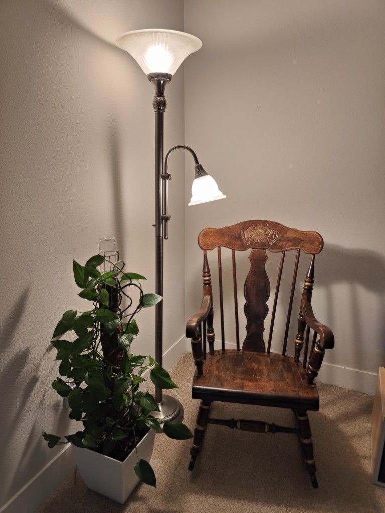 Antique Chrome 71-Inch Torchiere Lamp with Reading Light
