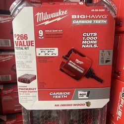Milwaukee Big Hawg Carbide Hole Saw Set W/ Packout Storage Case.