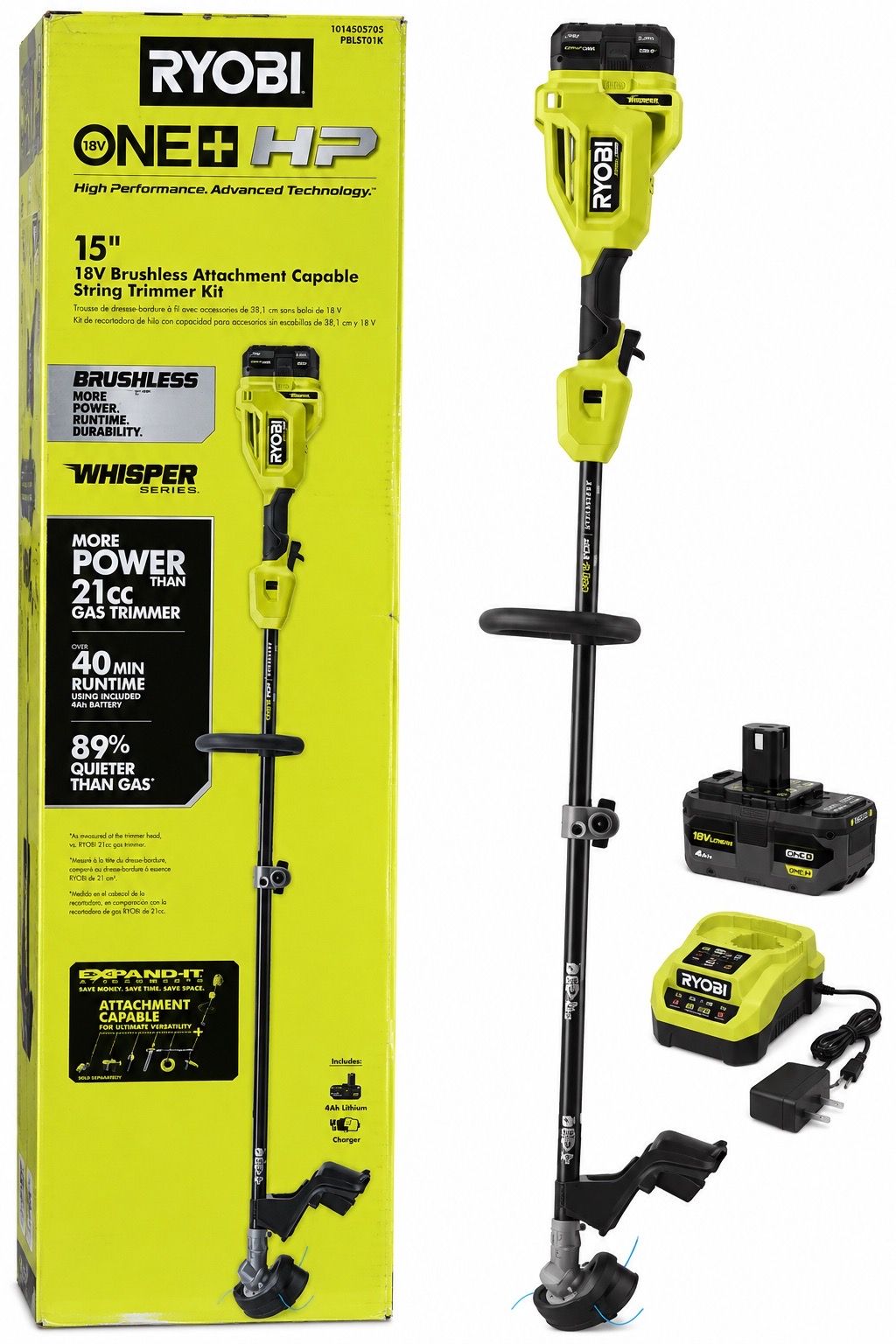 RYOBI ONE+ HP 18V Brushless 15 in. String Trimmer Kit
