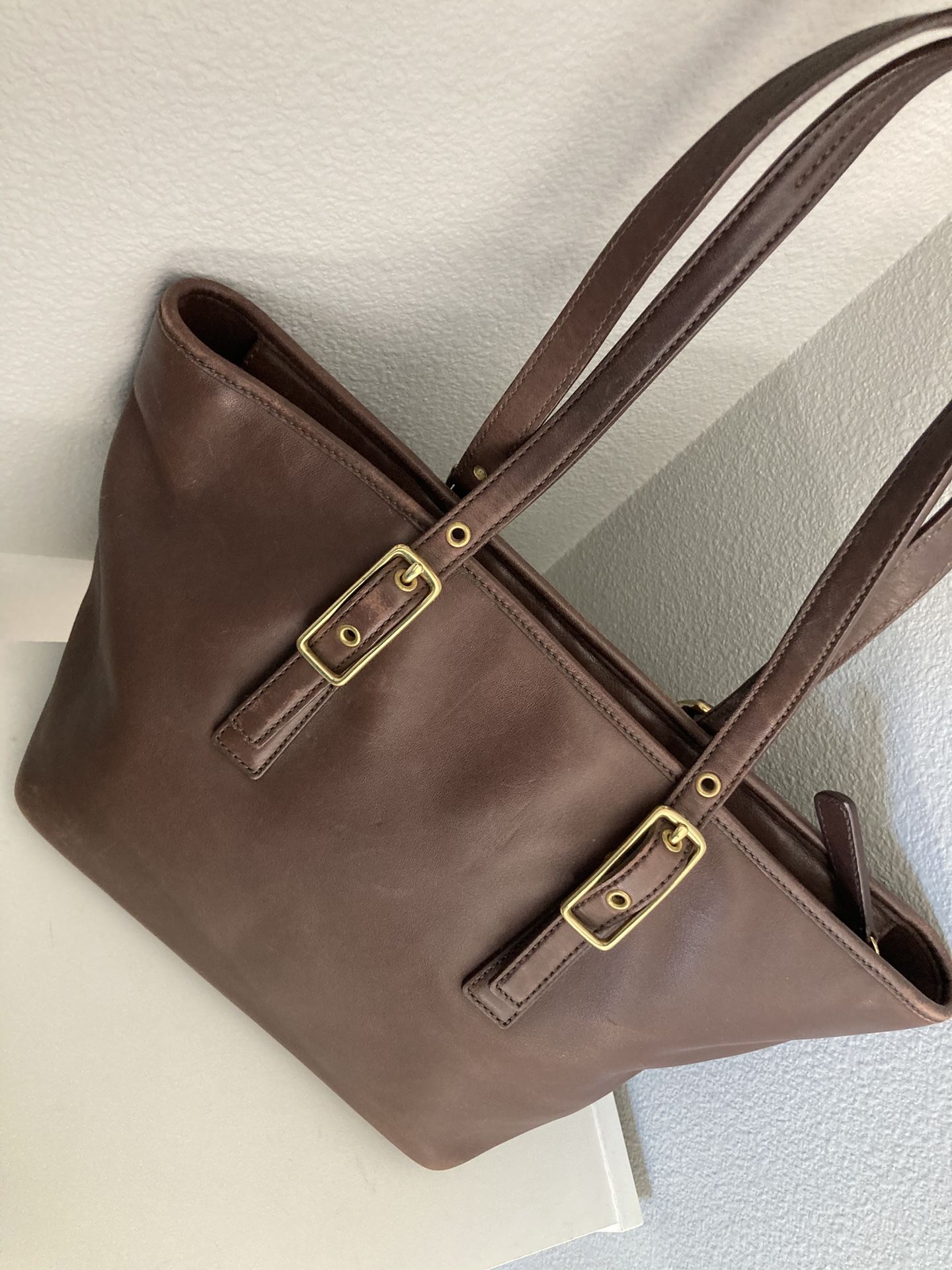 Vintage Coach Legacy Leather Market Tote Bag Dark Brown 9847 Purse Bag-GUC
