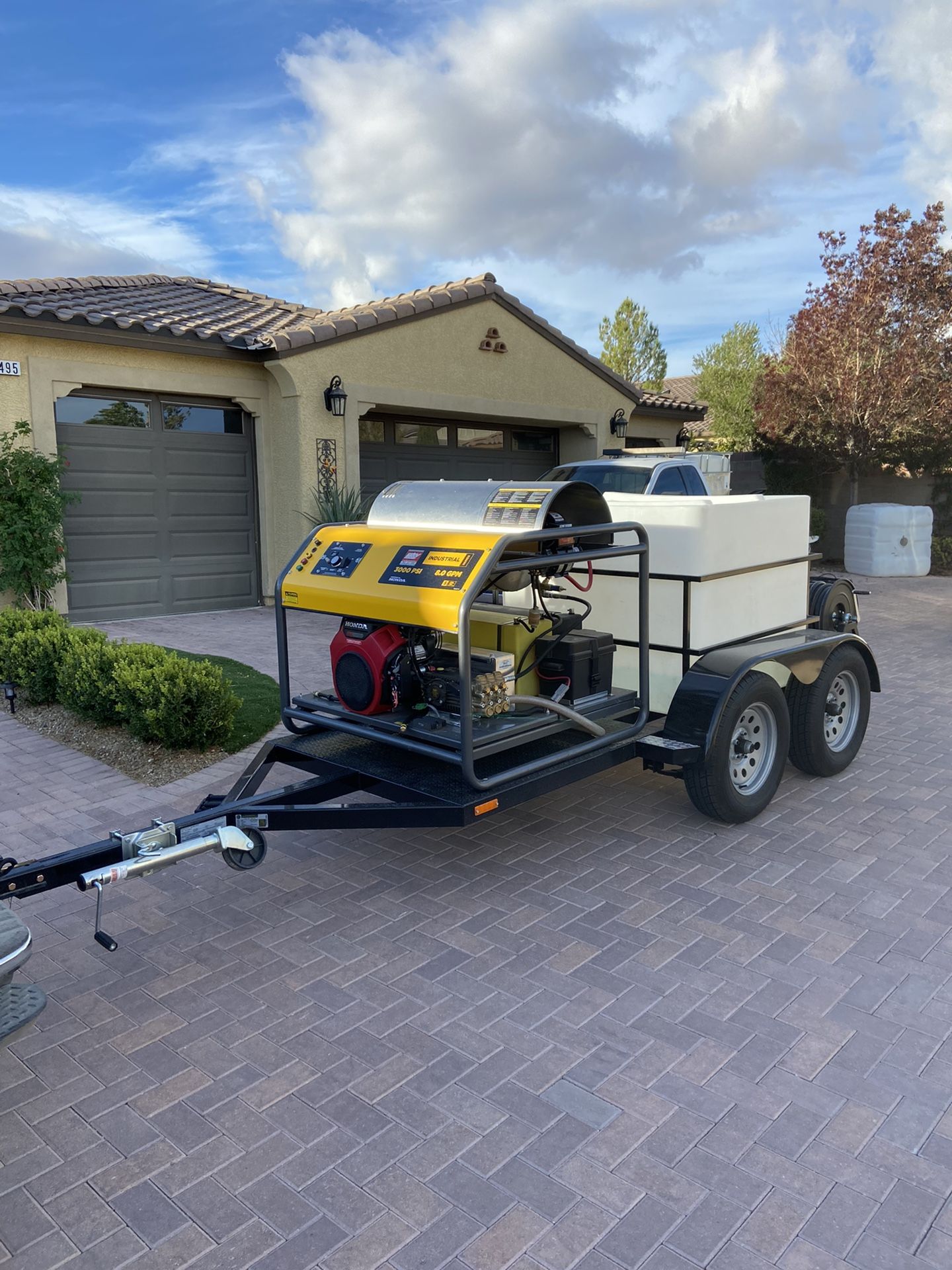 Hot water pressure washing trailer