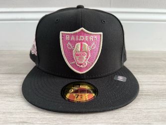 Las Vegas Raiders Hat Club New Era 59FIFTY Cookies & Cream 60th Anniversary Patch Black Pink Fitted Hat Cap Sz 7 3/8 New