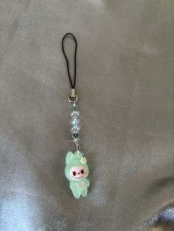 Labubu Phone Charm Green Handmade 