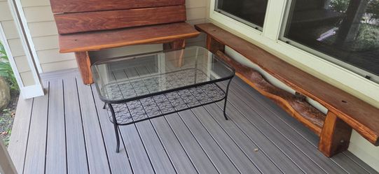 Indoor outdoor coffee table, metal, glass
