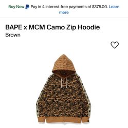 Mcm X Bape Hoodie Size Xl Fits Medium-Large