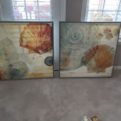 (2) Canvas Shell Prints