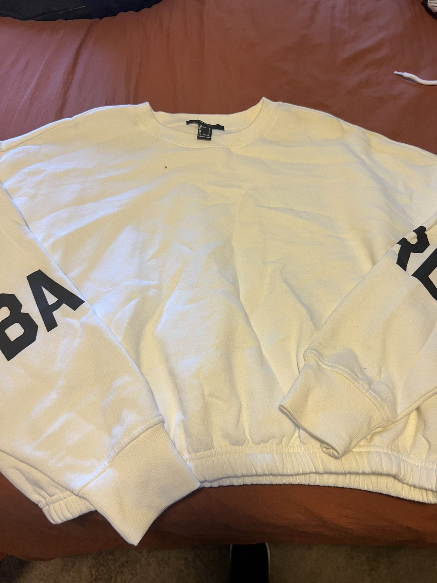White Forever 21 Crop Sweatshirt Size Large