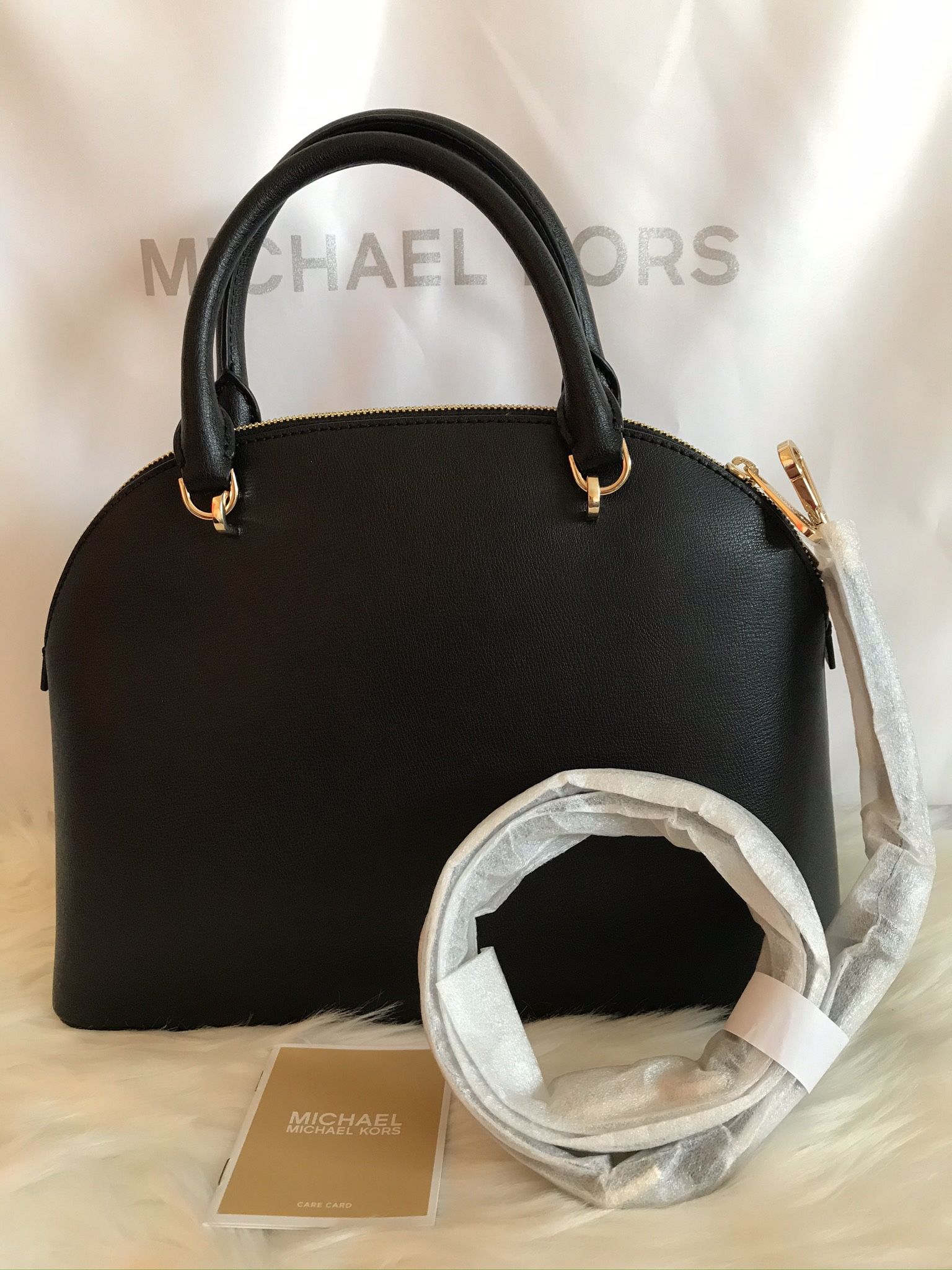 Michael Kors Emmy Large Dome Leather Satchel Shoulder Bag 
